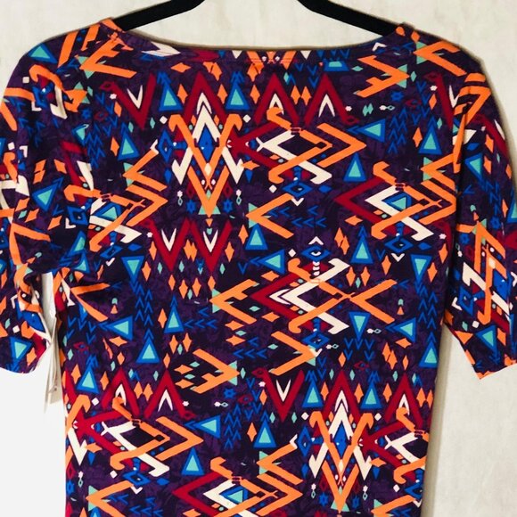 lularoe Julia dress short sleeve geometric blue orange red size s READ new - Picture 10 of 10